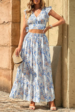 Load image into Gallery viewer, White Floral Ruffled Crop Top and Maxi Skirt Set with a 30% Discount the Price is $126.64 ($37.99 Savings)
