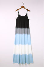 Load image into Gallery viewer, Sky Blue Spaghetti Strap Tie Dye Slit Maxi Dress with a 30% Discount the Price is $96.60 ($28.98 Savings)
